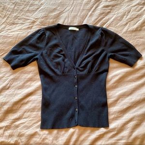 Short sleeve v-neck button up cardigan
